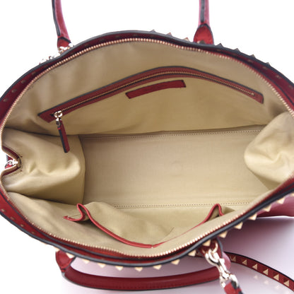 Valentino Garavani Vitello Rockstud Dome Shopper Rosso Valentino 9 of 15