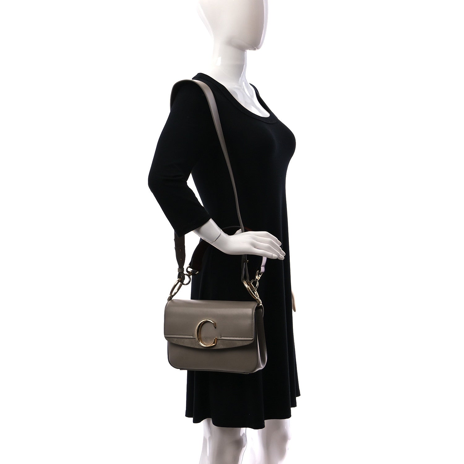 Chloe Calfskin Small C Double Carry Motty Grey 2 of 11