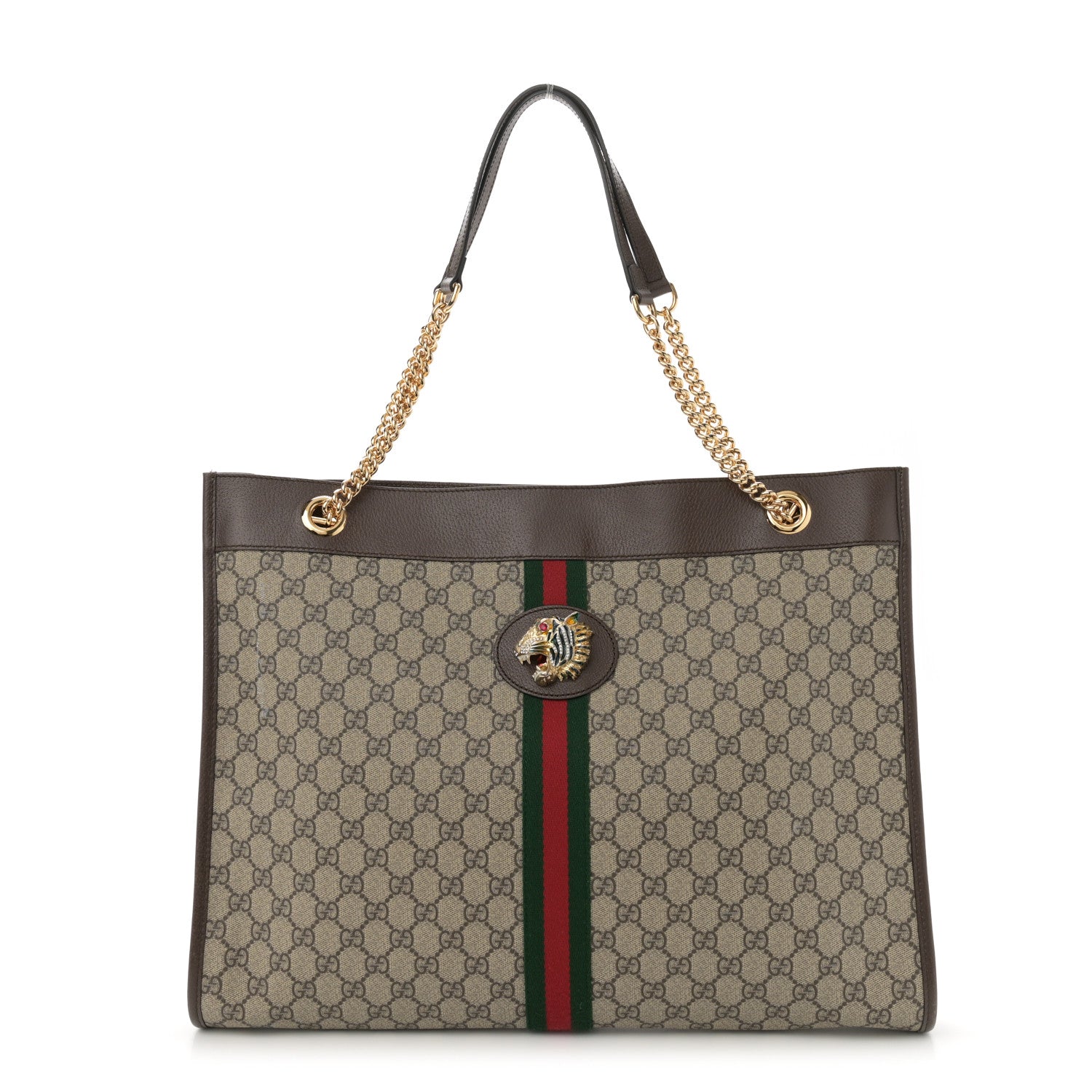 Gucci GG Supreme Monogram Large Rajah Chain Tote Beige New Acero 1 of 12