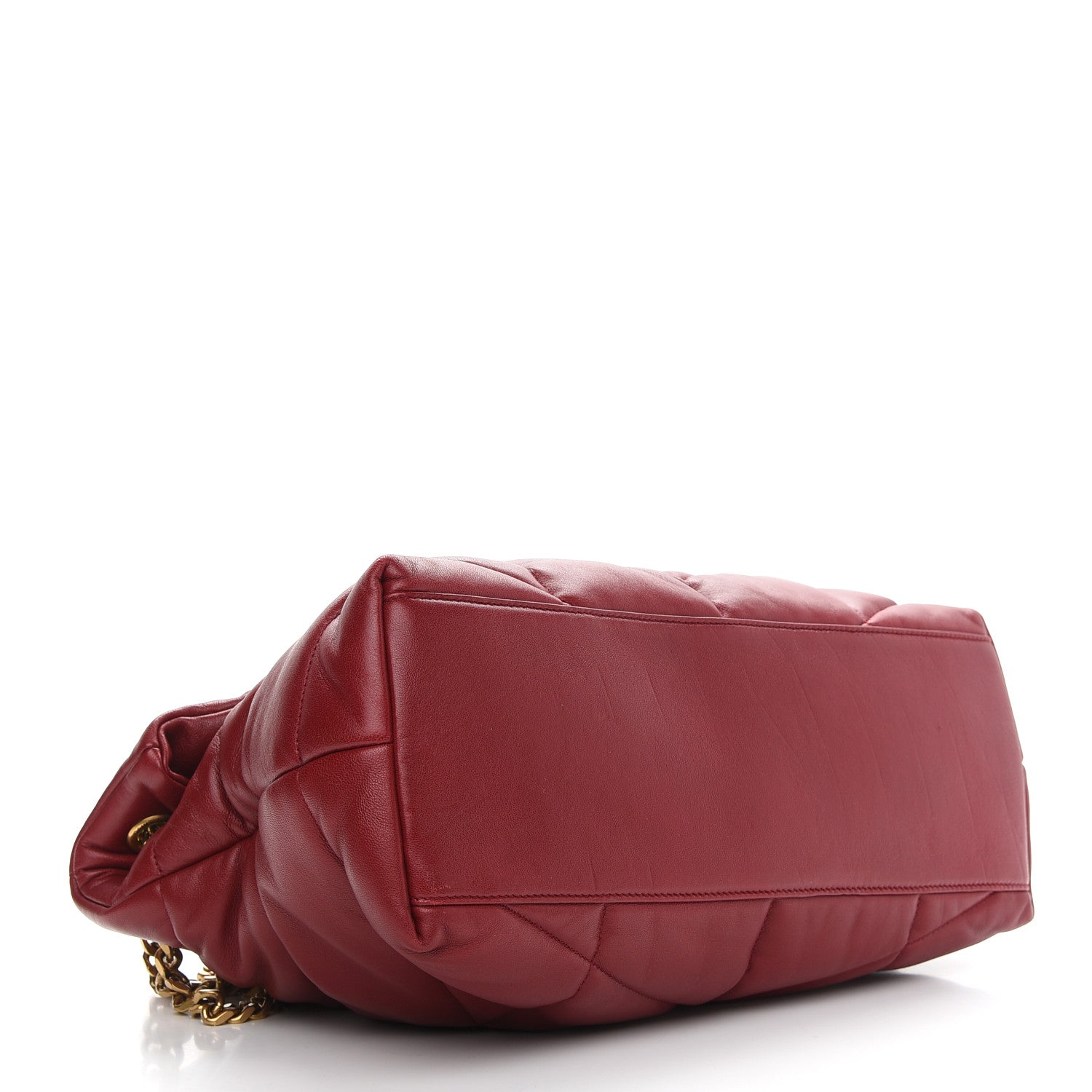 Saint Laurent Lambskin Quilted Medium Loulou Puffer Monogram Chain Satchel Opyum Red 4 of 11