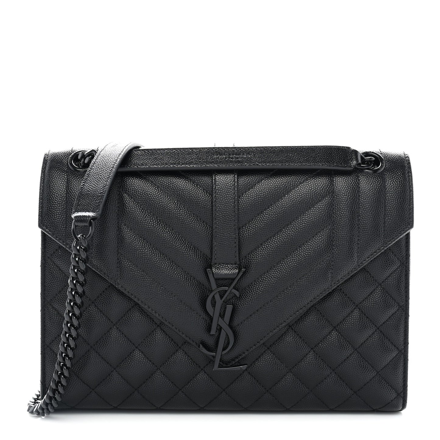 Grain De Poudre Textured Mixed Matelasse Triquilt Medium Monogram Monochrome Satchel Black