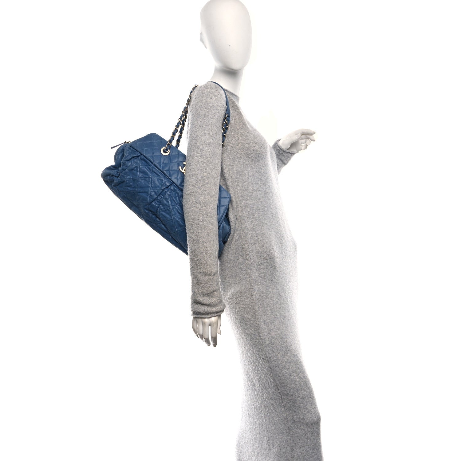 Chanel Iridescent Calfskin Chic Quilt Bowling Bag Blue 1858833