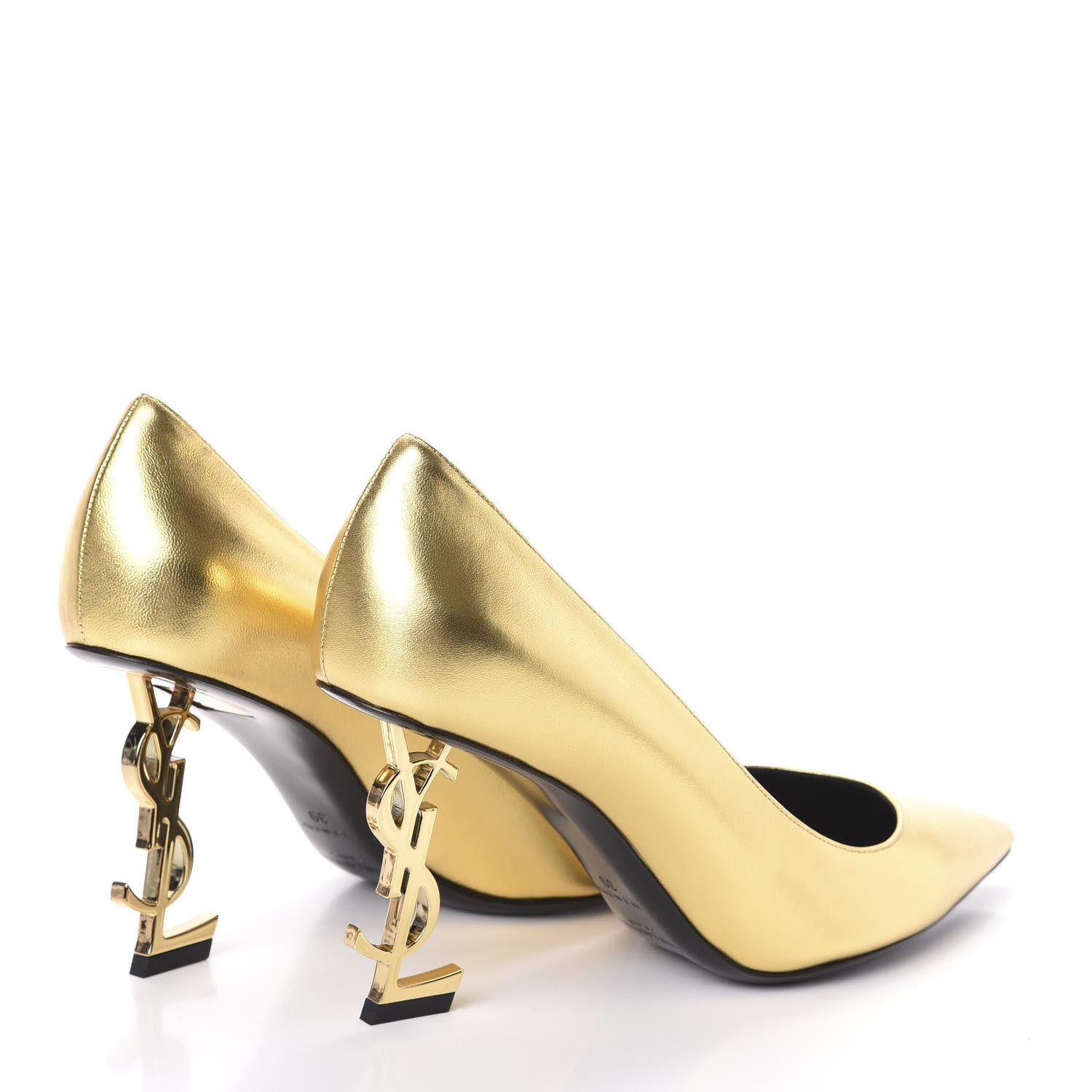 Saint Laurent Calfskin Opyum 85 Pumps 39 Gold 4 of 8