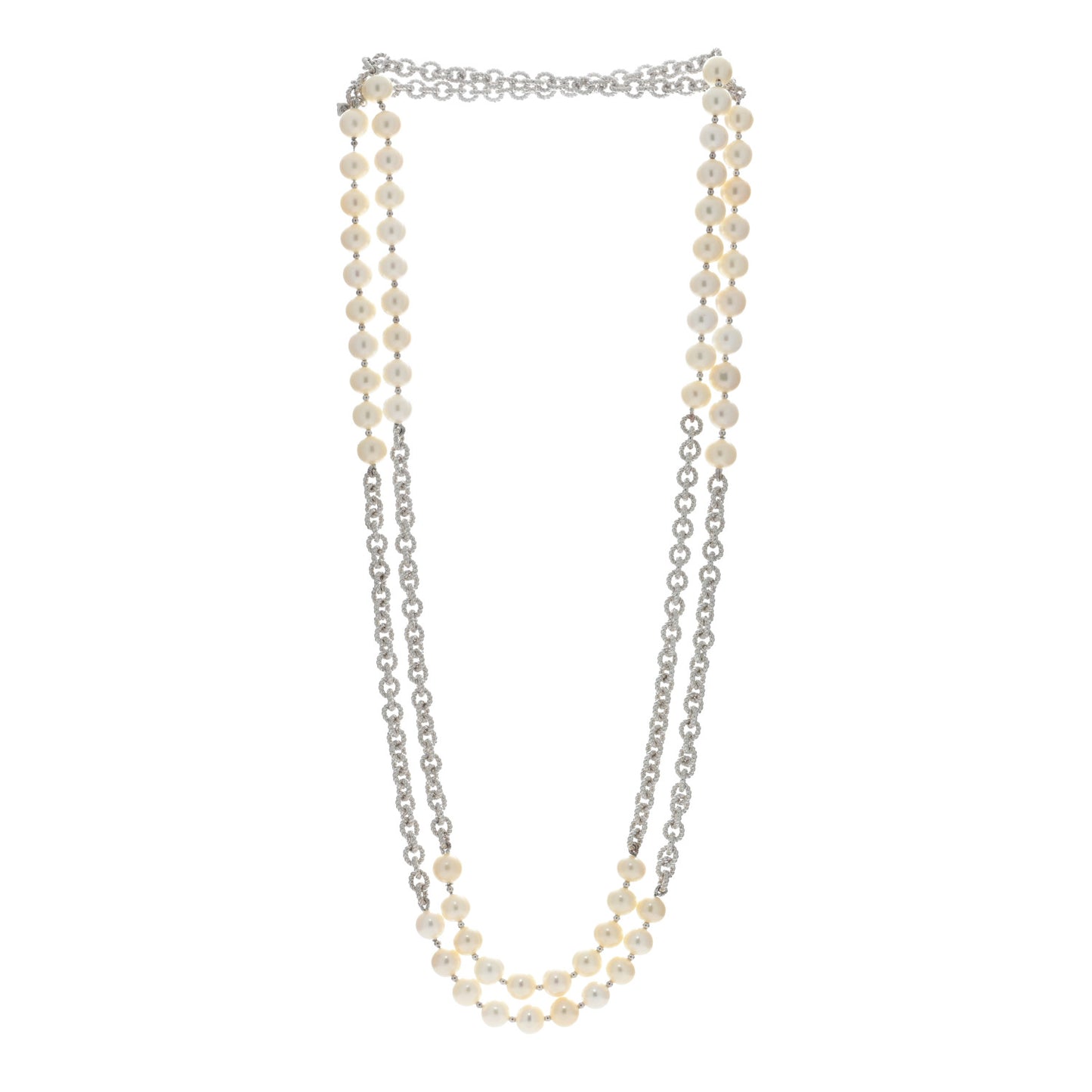 Sterling Silver Pearl 8-8.5mm Long Chain Necklace 50"