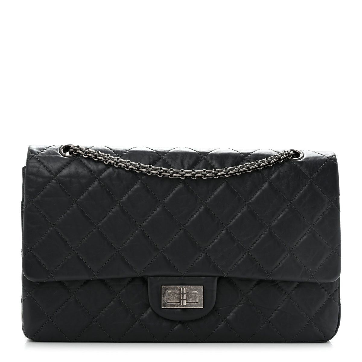 Aged Calfskin Quilted 2.55 Reissue 227 Flap Dark Grey