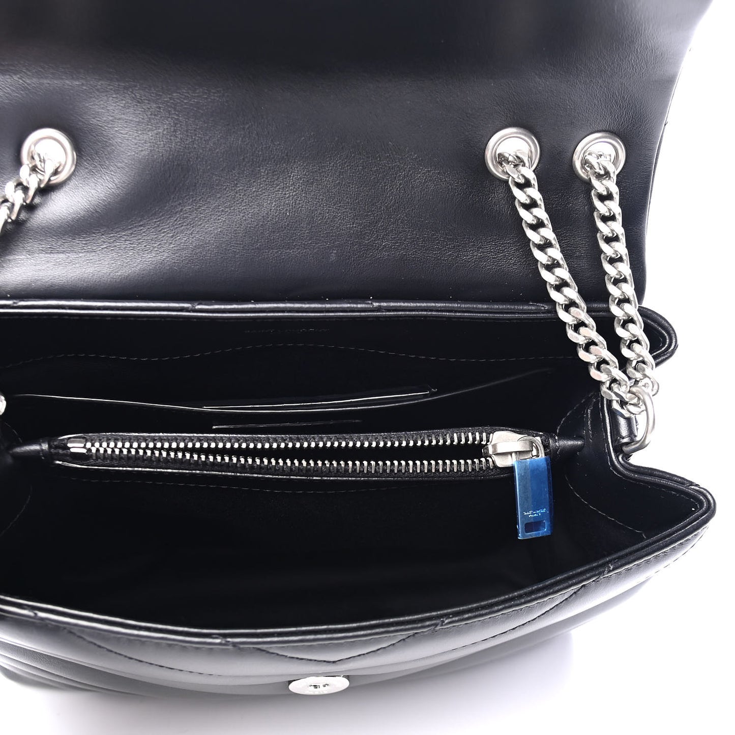Calfskin Y Quilted Monogram Small Loulou Chain Satchel Black