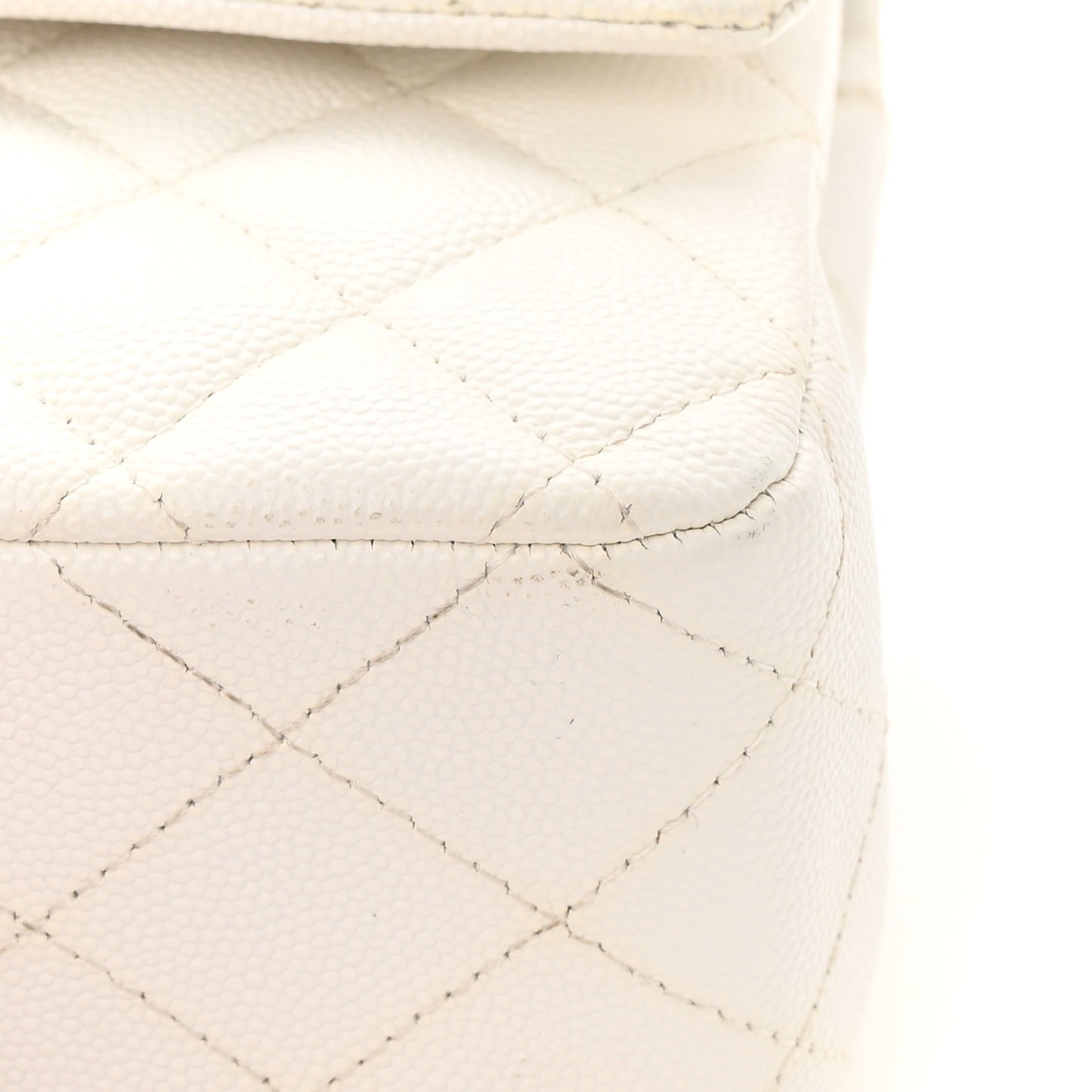 Caviar Quilted Medium Double Flap White