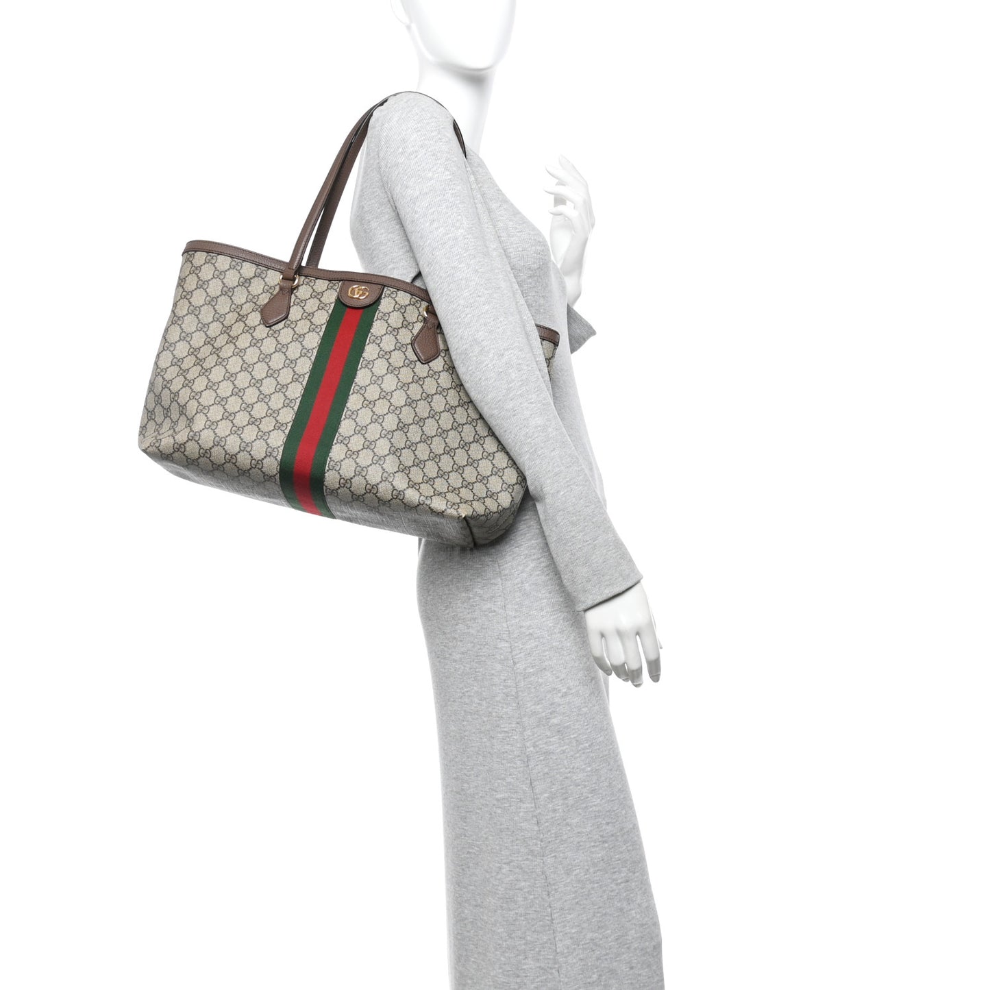 GG Supreme Monogram Medium Ophidia Shopping Tote Brown
