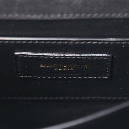 Saint Laurent Nubuk Crocodile Embossed Mini Classic Monogram Cassandra Top Handle Black 6 of 9