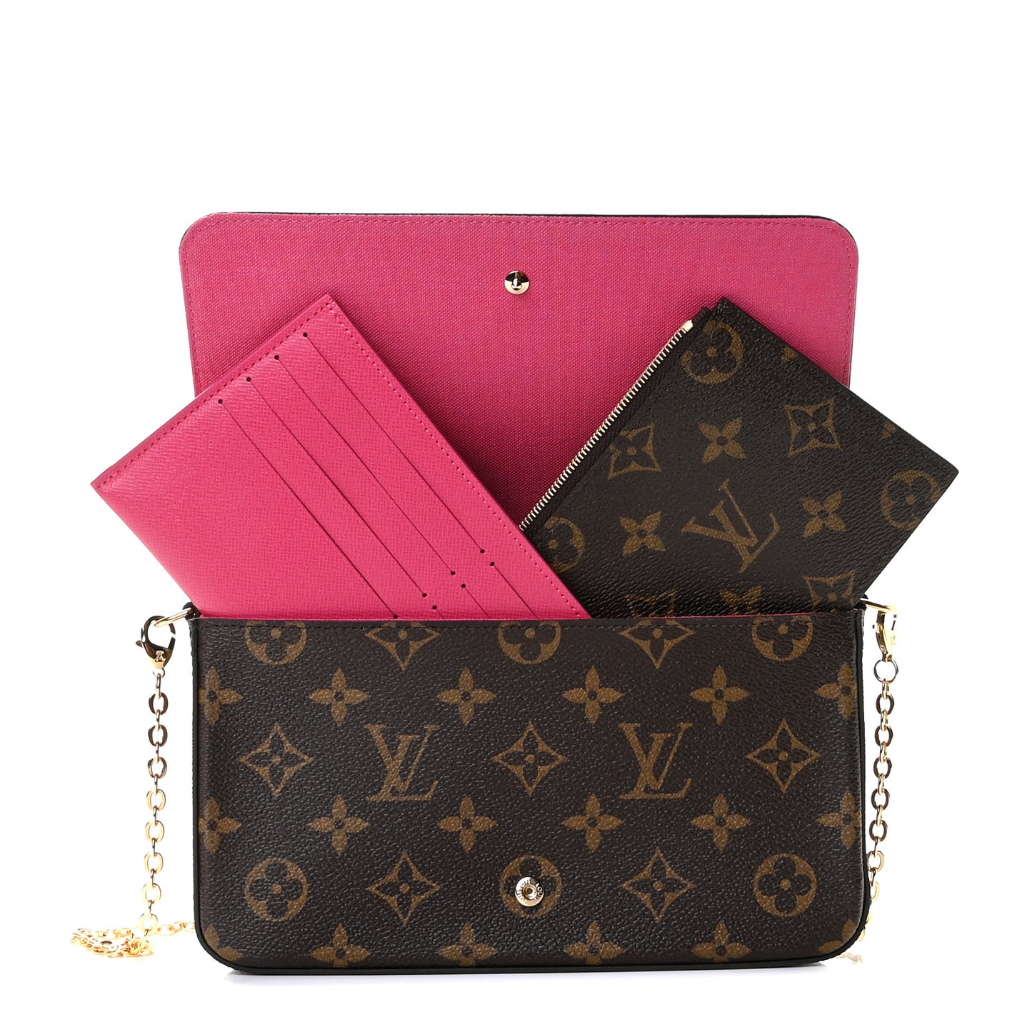 Monogram 2021 Christmas Animation Hollywood Pochette Felicie Chain Wallet Fuchsia