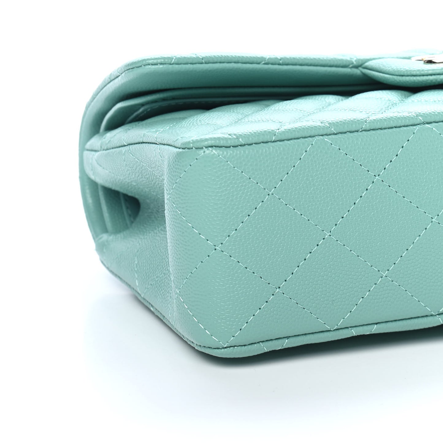 Caviar Quilted Small Double Flap Light Green