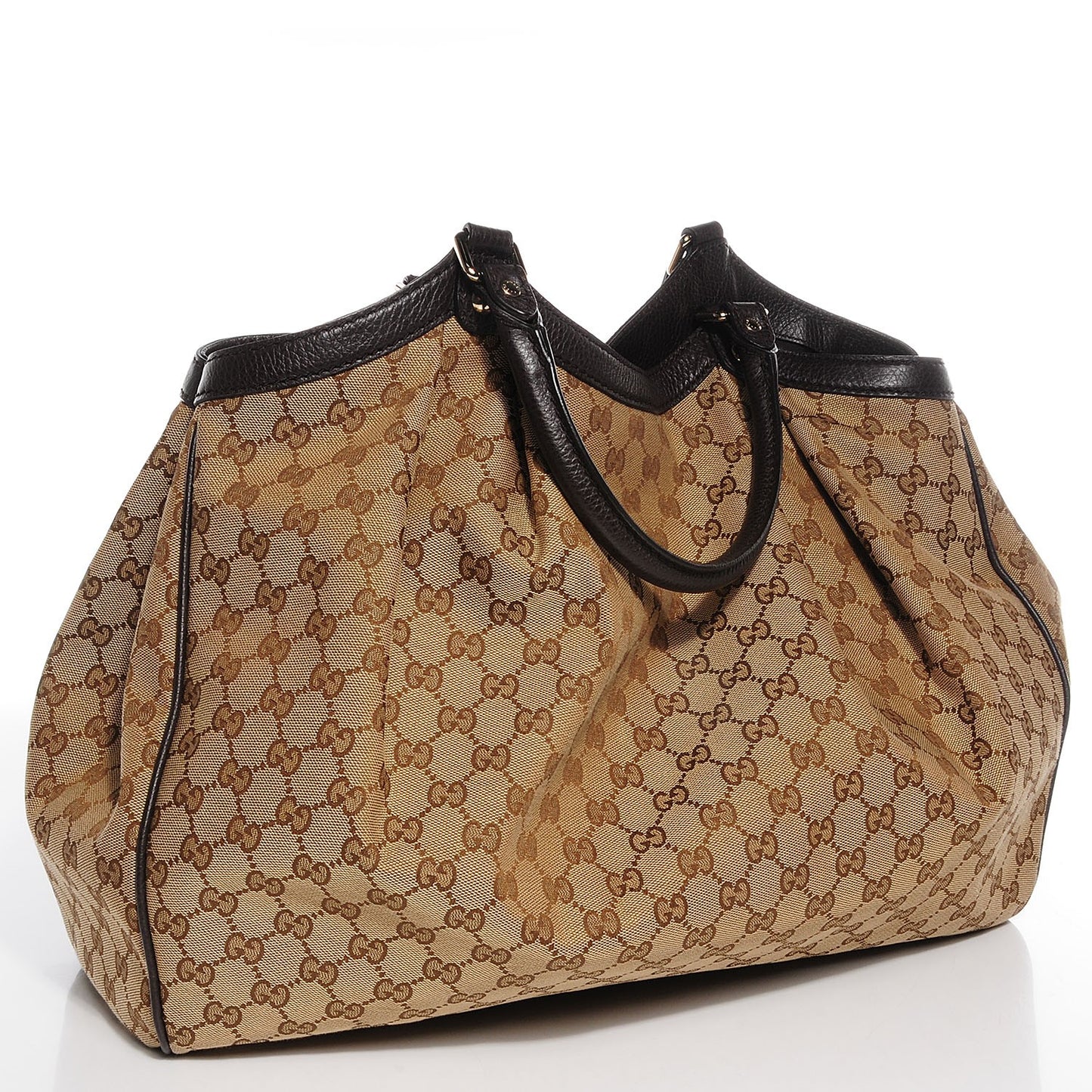 Monogram Dollar Calfskin Large Sukey Tote Beige Ebony Testa di Moro