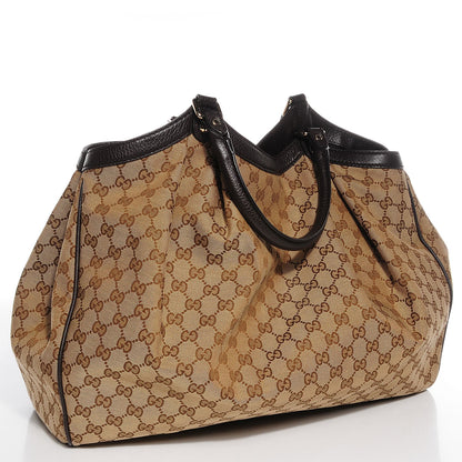 Gucci Monogram Dollar Calfskin Large Sukey Tote Beige Ebony Testa di Moro 3 of 9