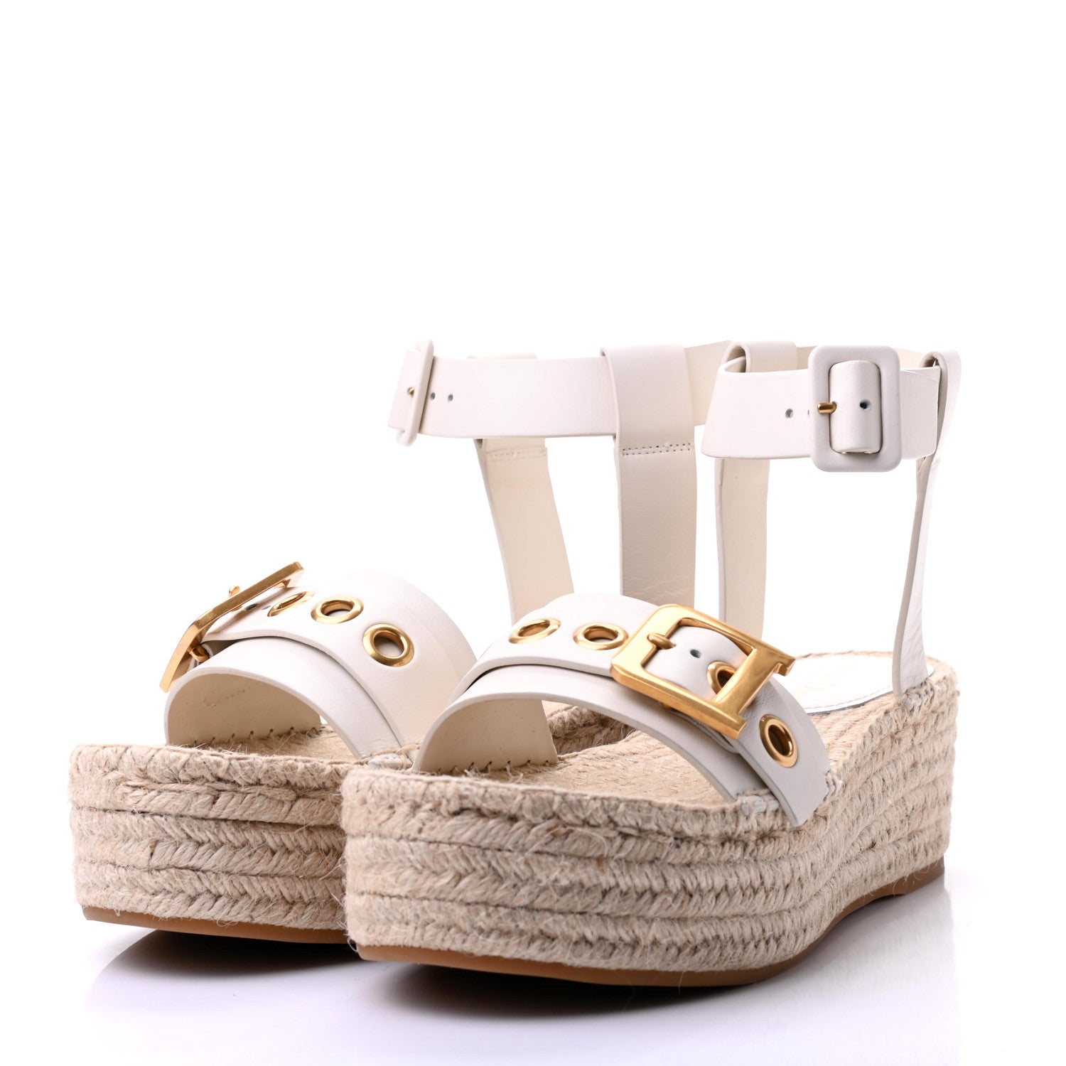 Christian Dior Calfskin D-Dior Espadrille Platform Sandals 40 White 3 of 12