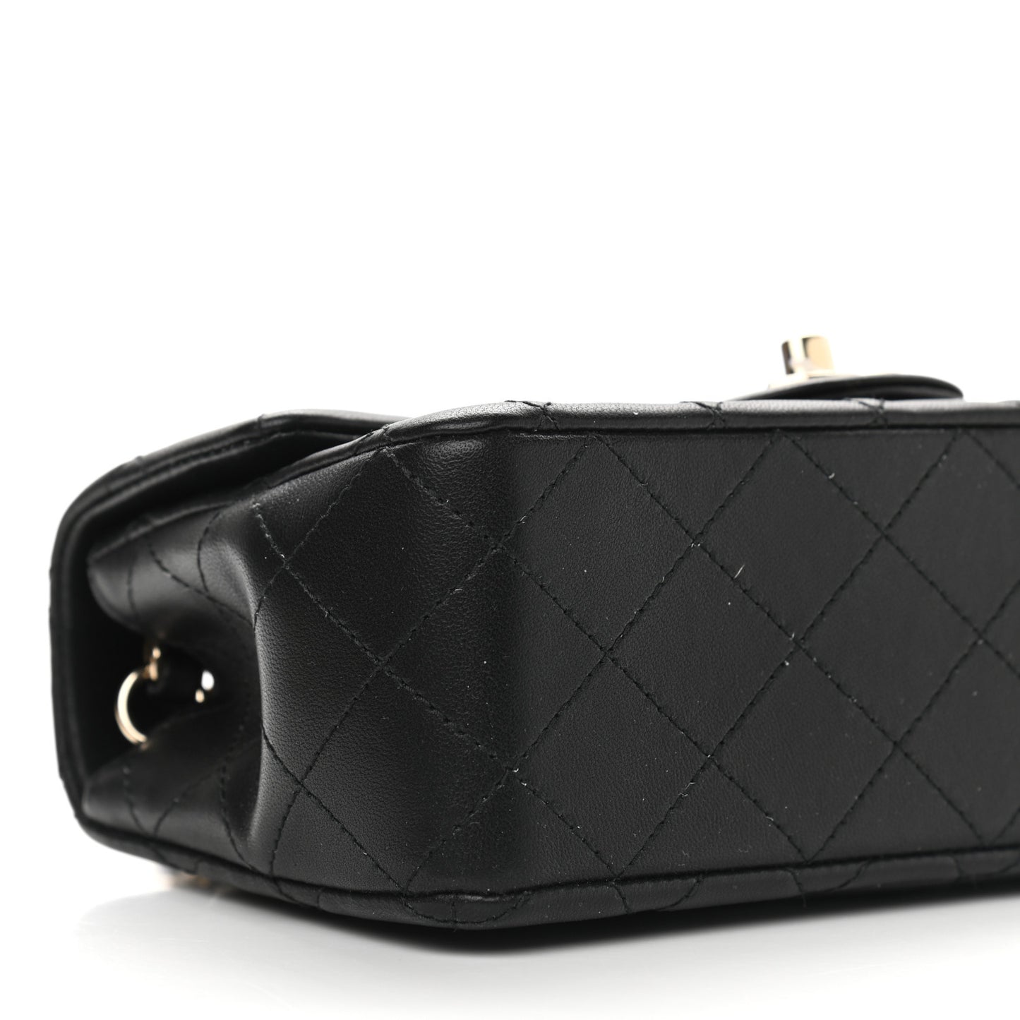 Lambskin Quilted Mini Rectangular Flap Black