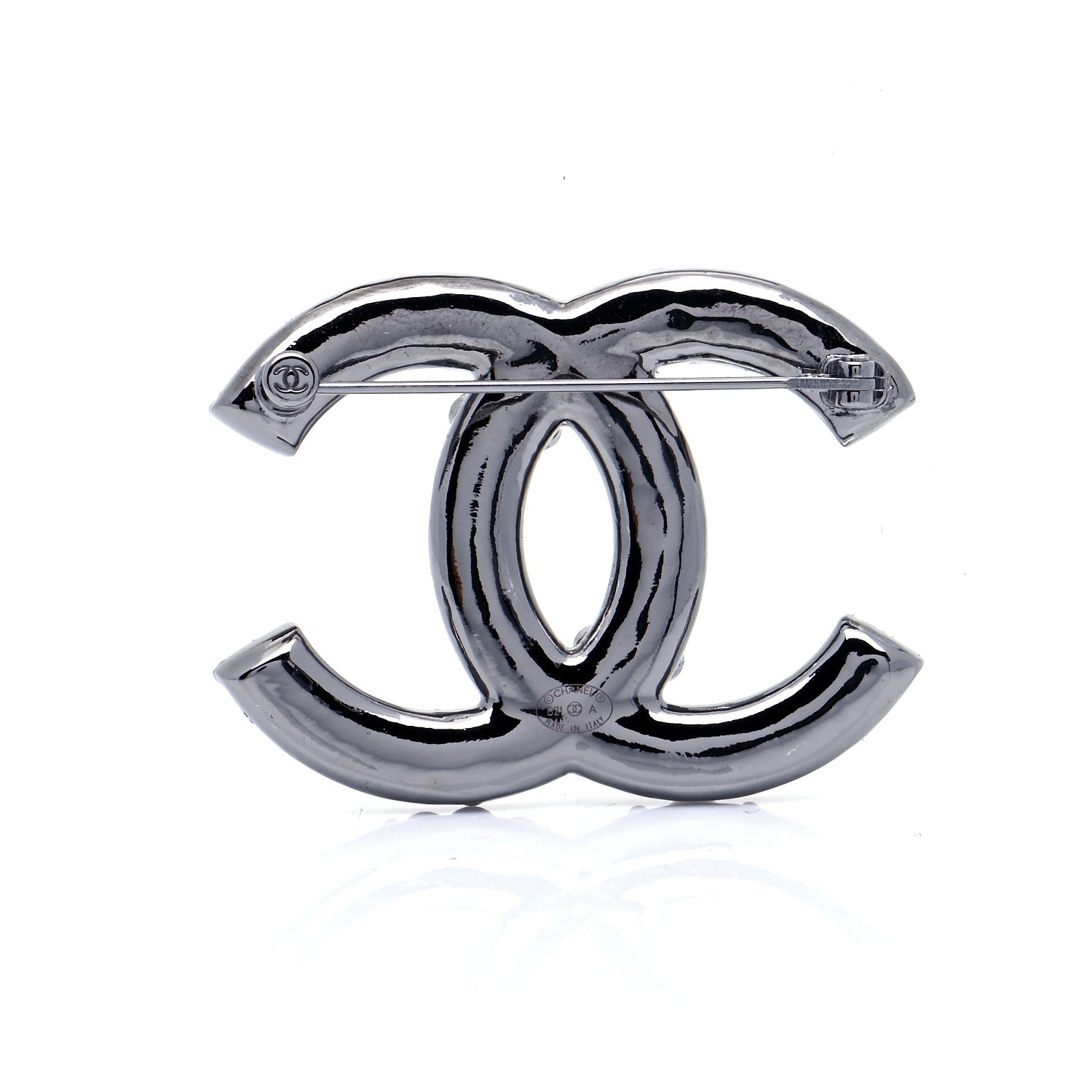 Chanel Pearl Crystal CC Brooch Silver 3 of 5
