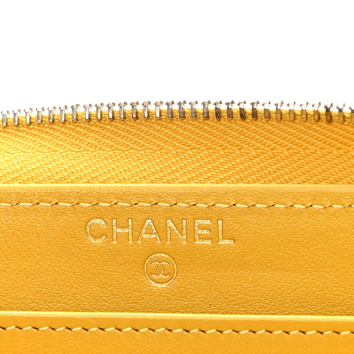 Chanel Caviar Quilted Large Gusset Zip Around Wallet Yellow 6 of 8