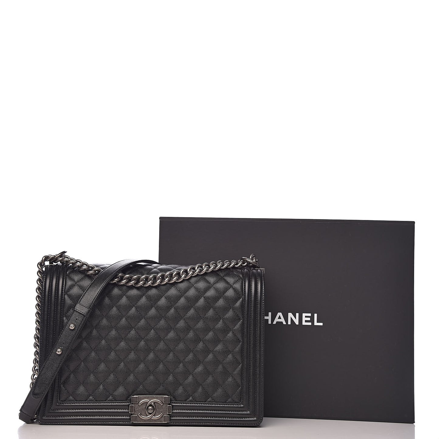 Caviar Quilted Large Boy Flap Black
