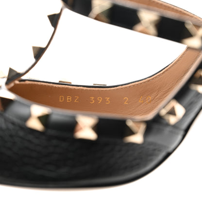 Valentino Garavani Pebbled Calfskin Rockstud Ankle Strap 100mm Pumps 40 Black 6 of 9