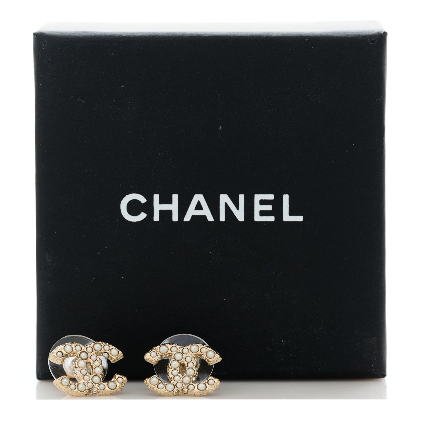 Pearl Crystal CC Earrings Light Gold