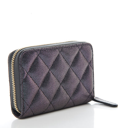 Chanel Iridescent Caviar Quilted Zip Coin Purse Black 3 of 8