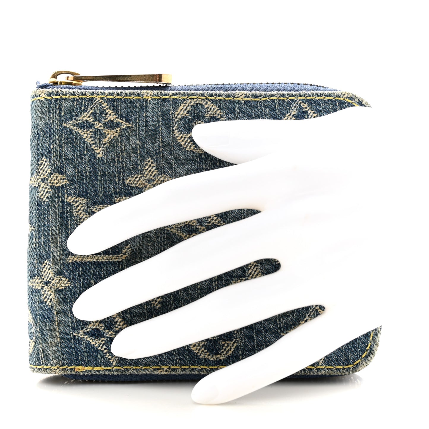 LOUIS VUITTON Denim Zip Compact Wallet Blue