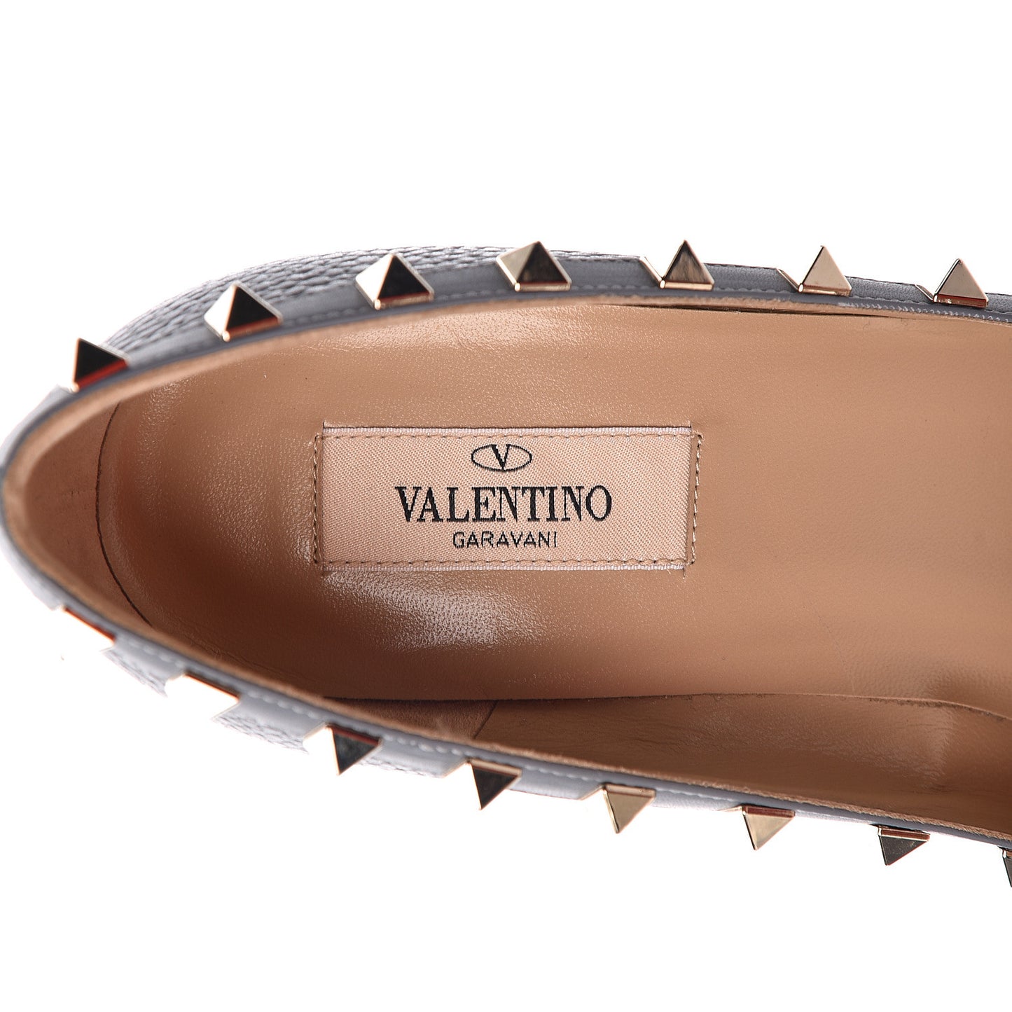 Pebbled Calfskin Rockstud 85mm Pumps 39 Light Stone