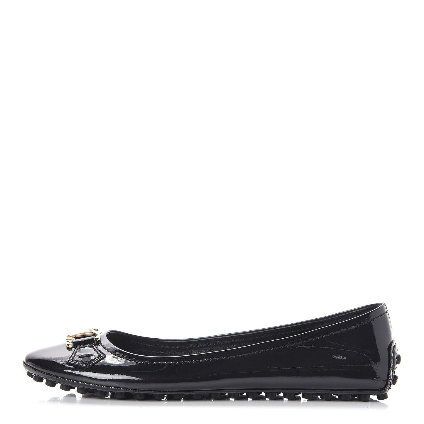 Patent Calfskin Oxford Ballerina Flats 38.5 Black