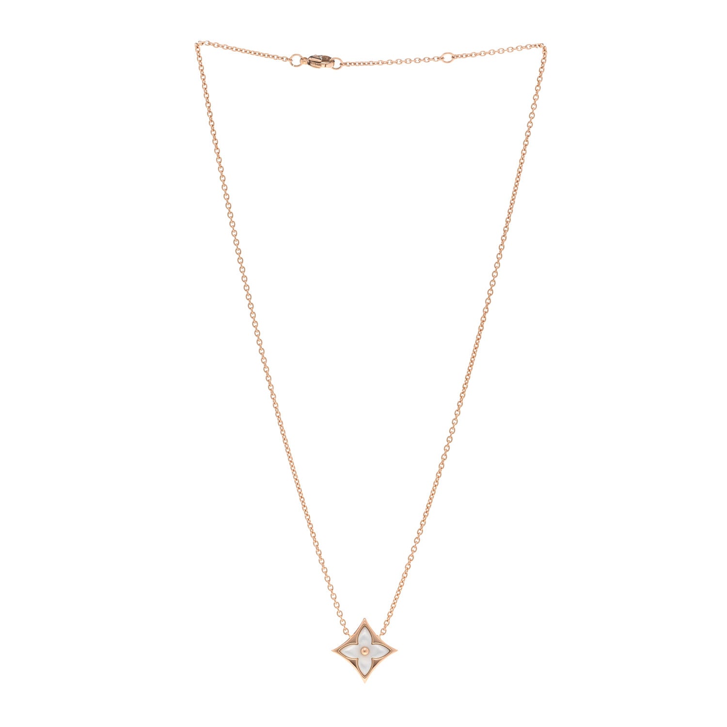 Louis Vuitton 18K Pink Gold Mother of Pearl Color Blossom Star Pendant Necklace 3 of 5