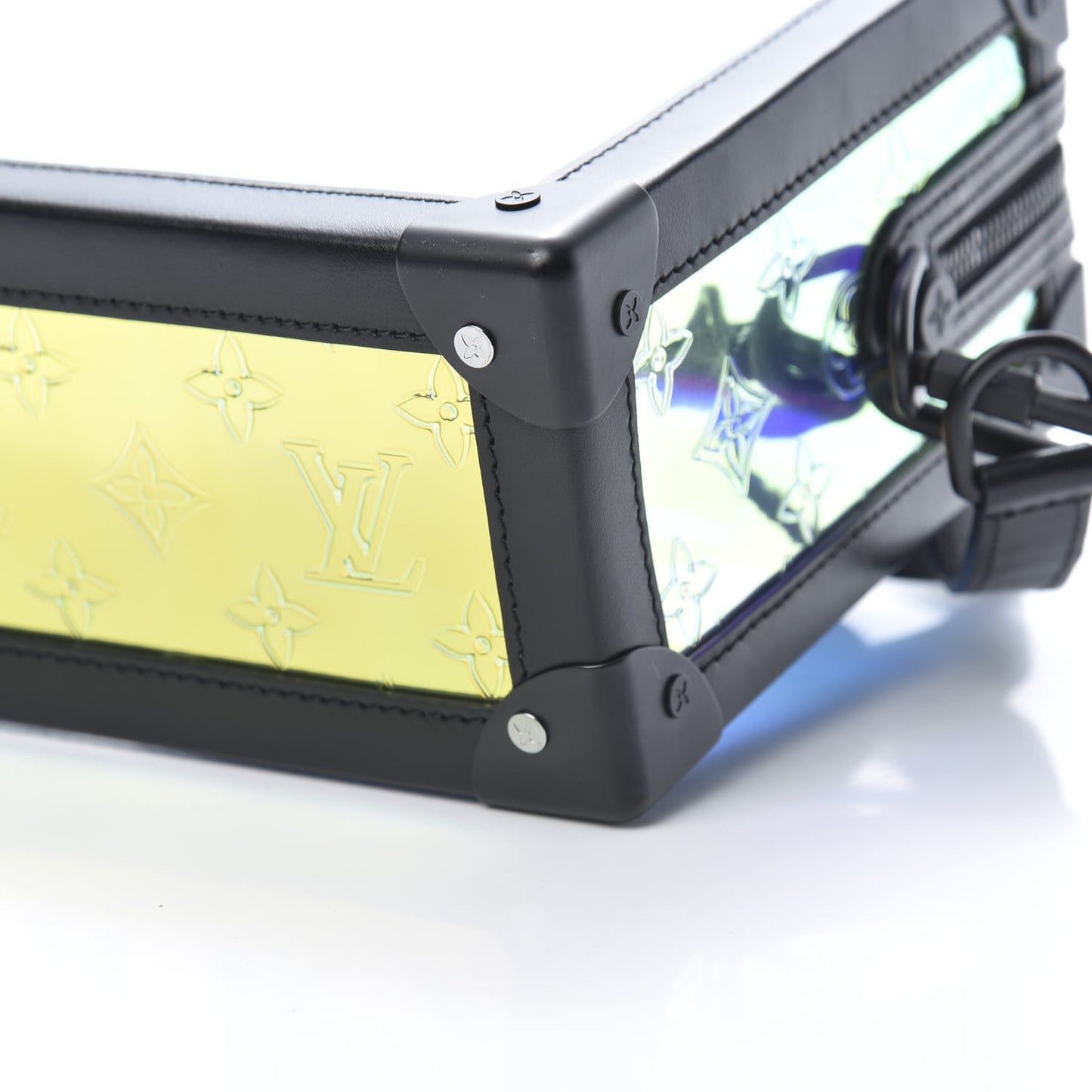 Calfskin PVC Monogram Solar Ray Soft Trunk Iridescent Prism Black