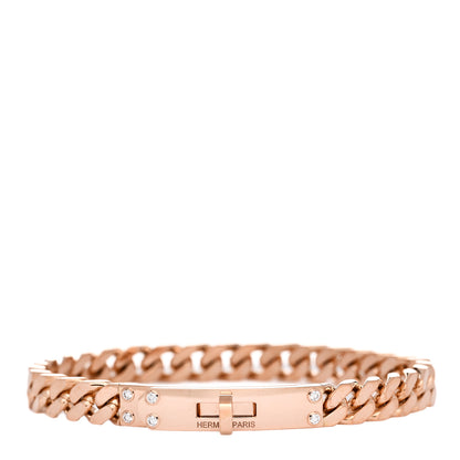 Hermes 18K Rose Gold Diamond PM Kelly Chaine Bracelet ST 1 of 4