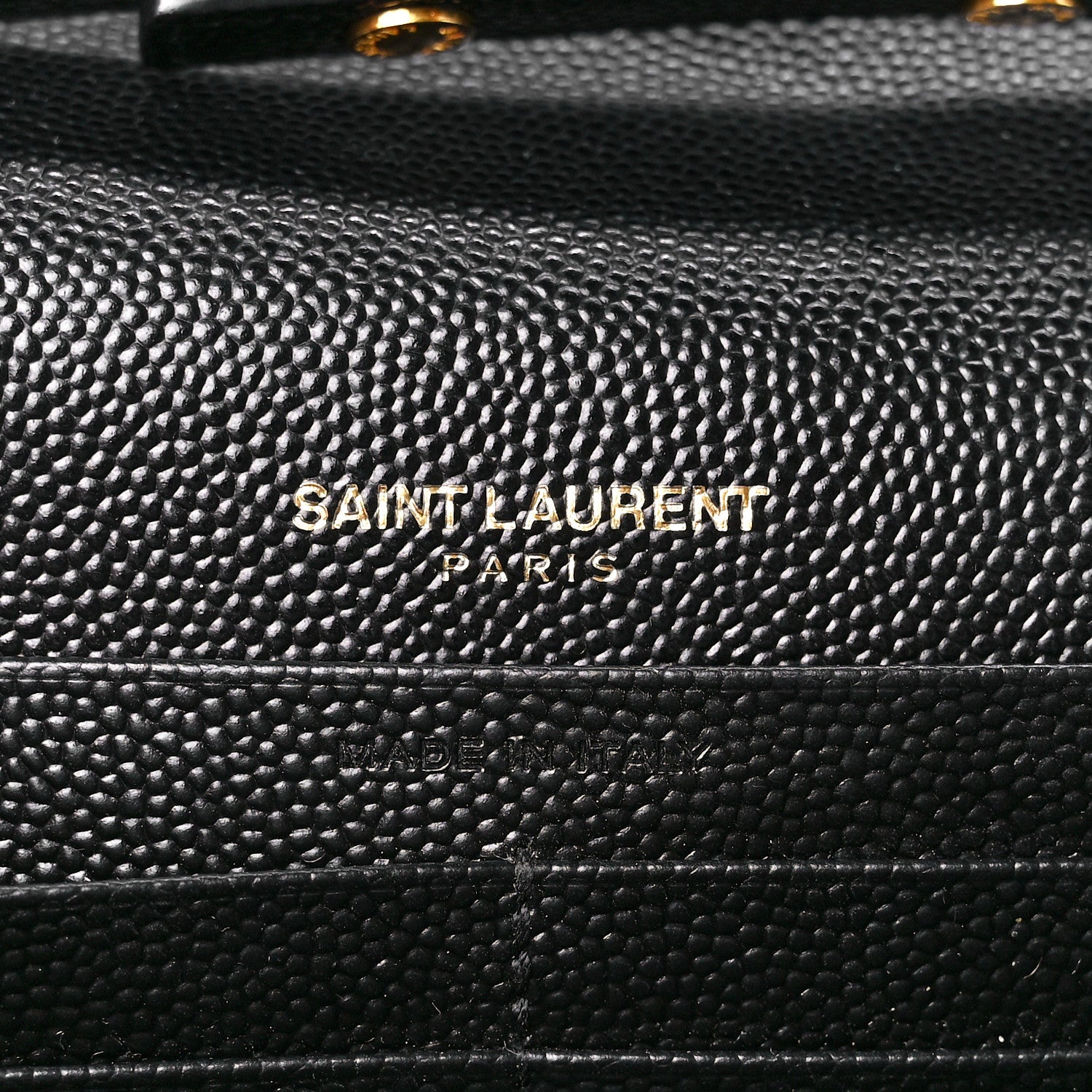 Saint Laurent Grain De Poudre Matelasse Chevron Monogram Chain Wallet Black 6 of 10