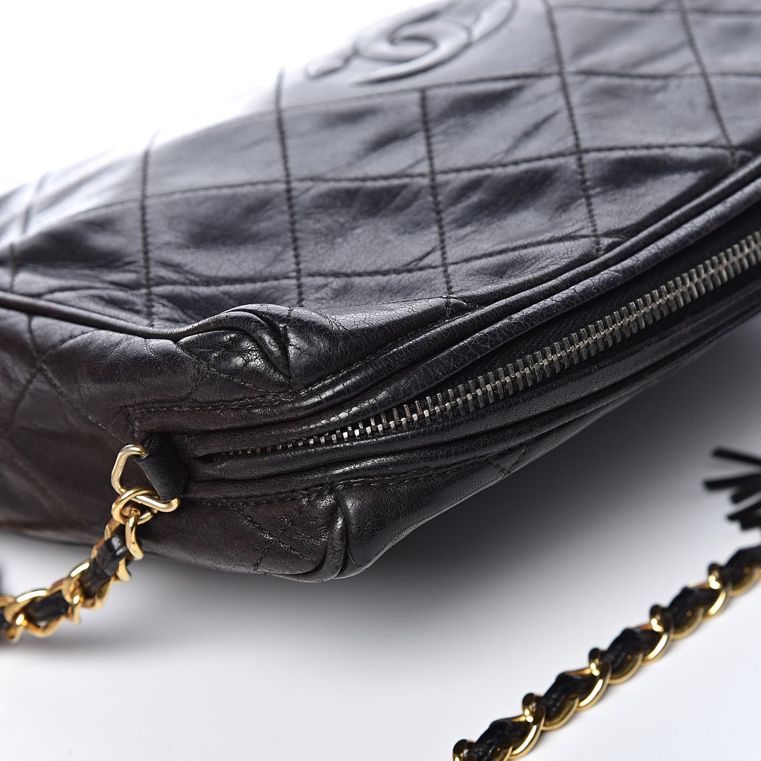 Chanel Lambskin Quilted CC Tassel Camera Case Black 16 of 19