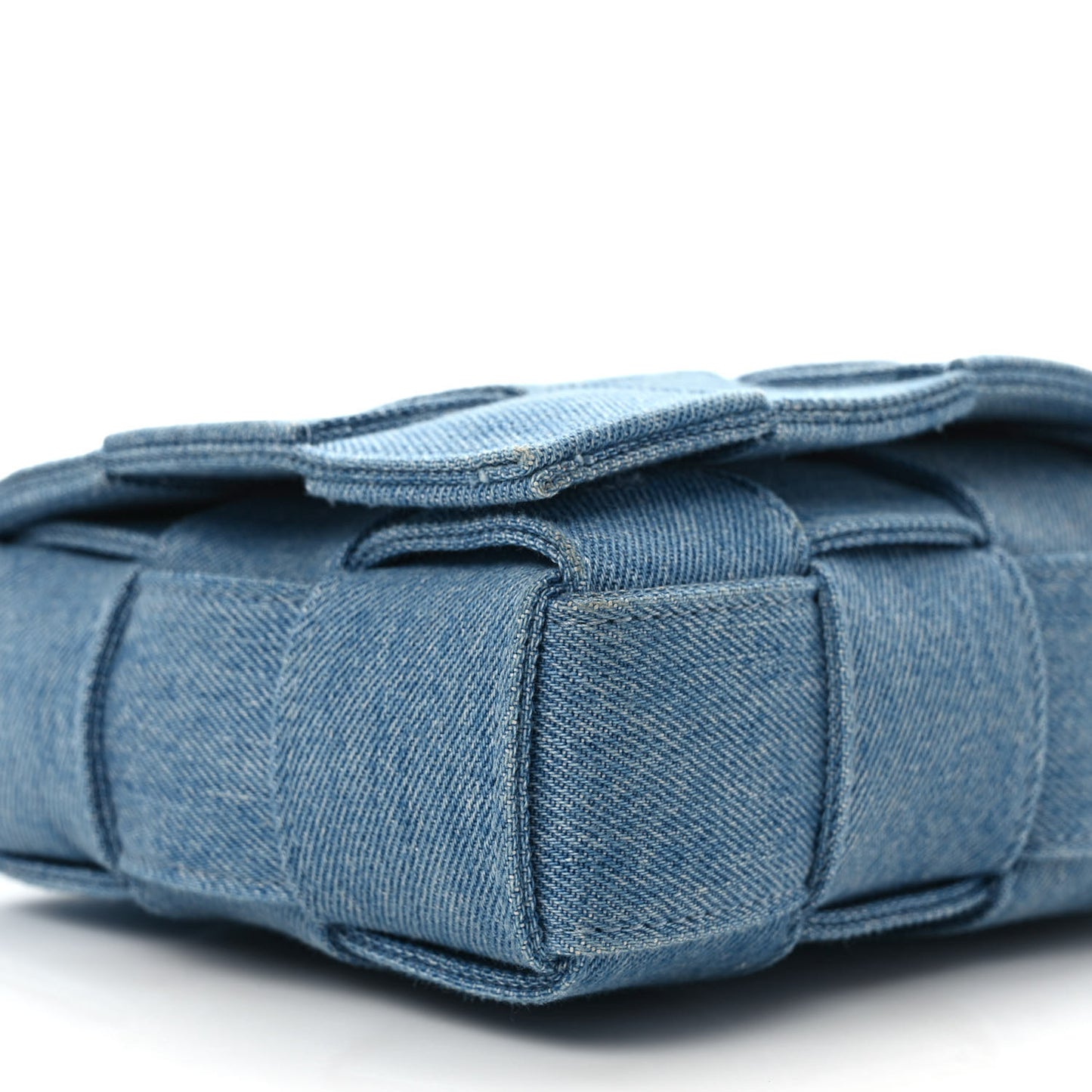 Denim Maxi Intrecciato Cassette Crossbody Bag Washed Indigo