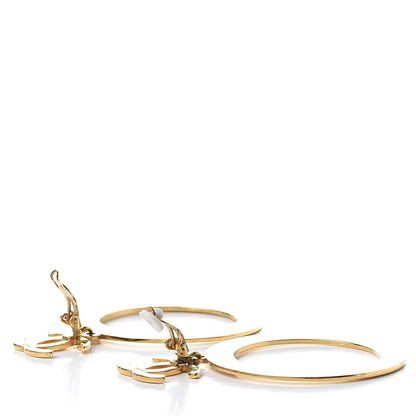 Chanel CC Hoop Clip On Earrings Gold 3 of 5