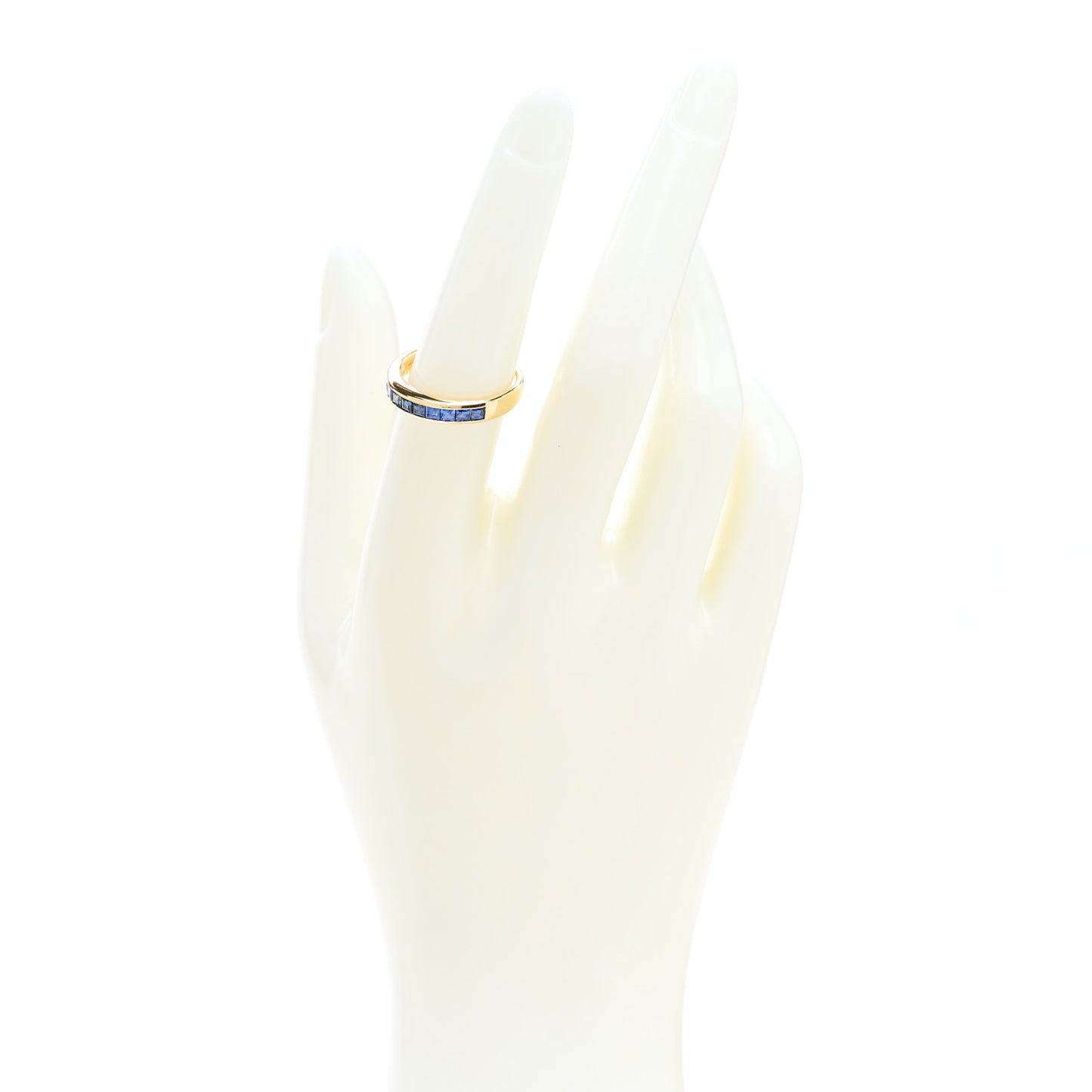 18K Yellow Gold Blue Sapphire 4mm Band Ring 54 6.75