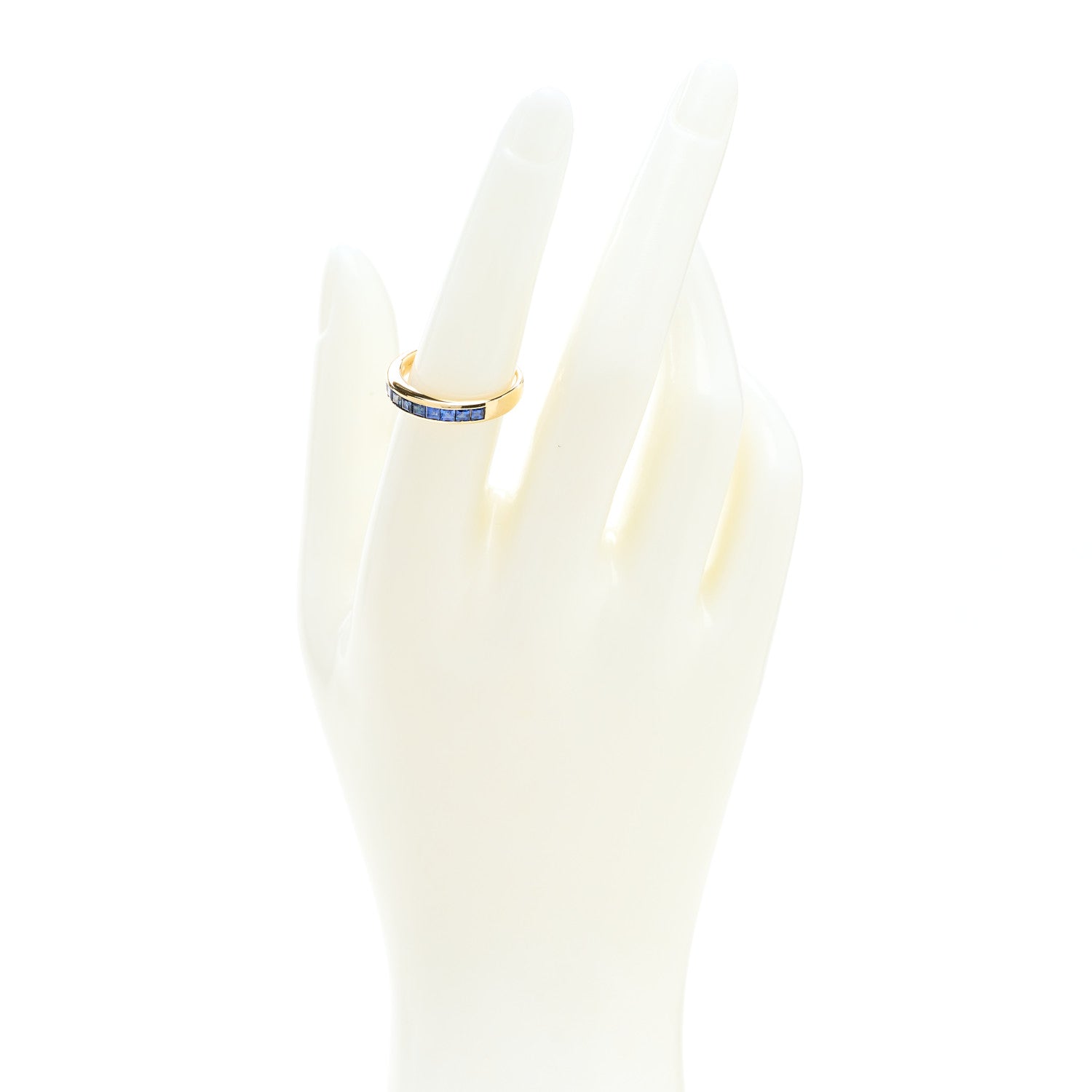 Tiffany 18K Yellow Gold Blue Sapphire 4mm Band Ring 54 6.75 2 of 4