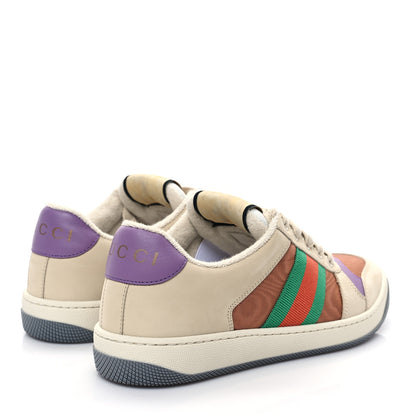Gucci Moire Fabric Nubuck Web Womens Screener Sneakers 37 Cinnamon Dusty Milk New Lavender 4 of 8
