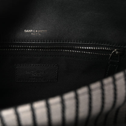 Saint Laurent Cotton Canvas Striped Vintage Calfskin Monogram Medium Niki Chain Satchel Grey Cream Black 6 of 9