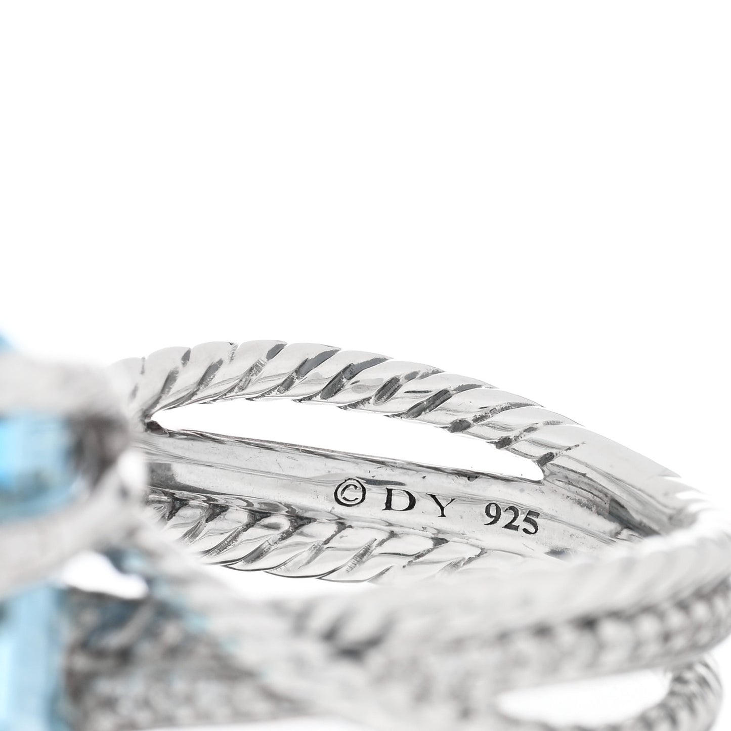Sterling Silver Diamond Blue Topaz 16mm Cable Wrap Ring 54 7