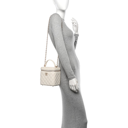 Chanel Caviar Quilted Small Top Handle Vanity Case With Chain White 2 of 10