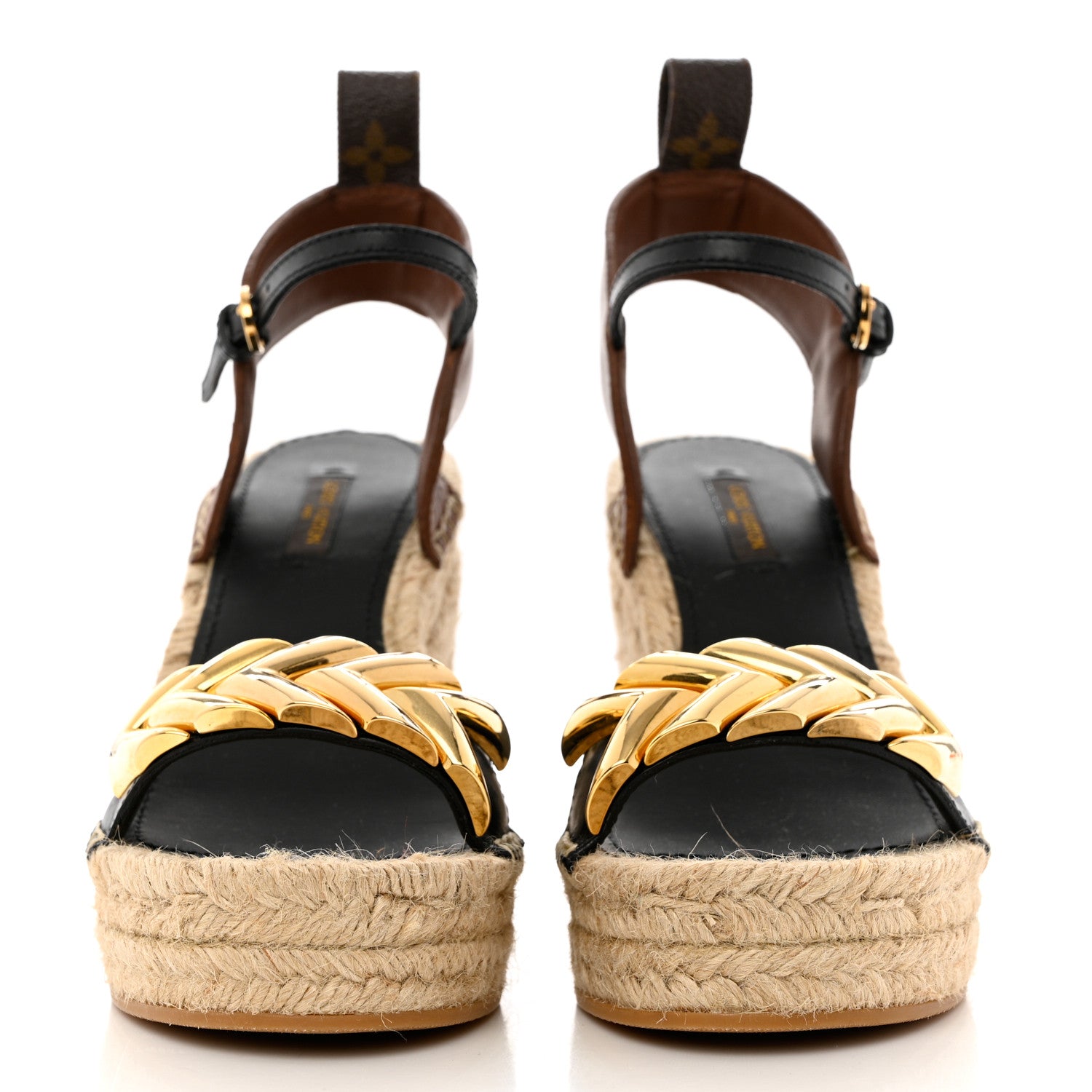 Louis Vuitton Calfskin Spring Hill Espadrille Wedge Sandals 36.5 Brown 2 of 11