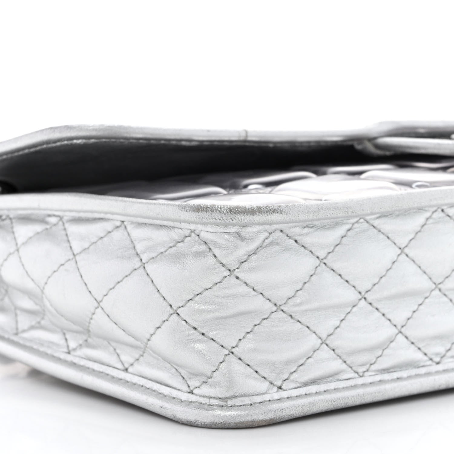 Chanel Vinyl Large Ice Cube Flap Silver 9 of 15