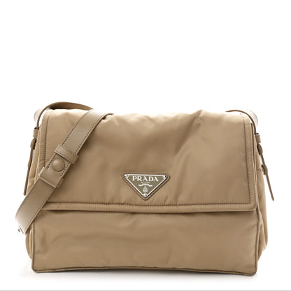 Prada Re-Nylon Vitello Padded Large Flap Shoulder Bag Deserto 1 of 13