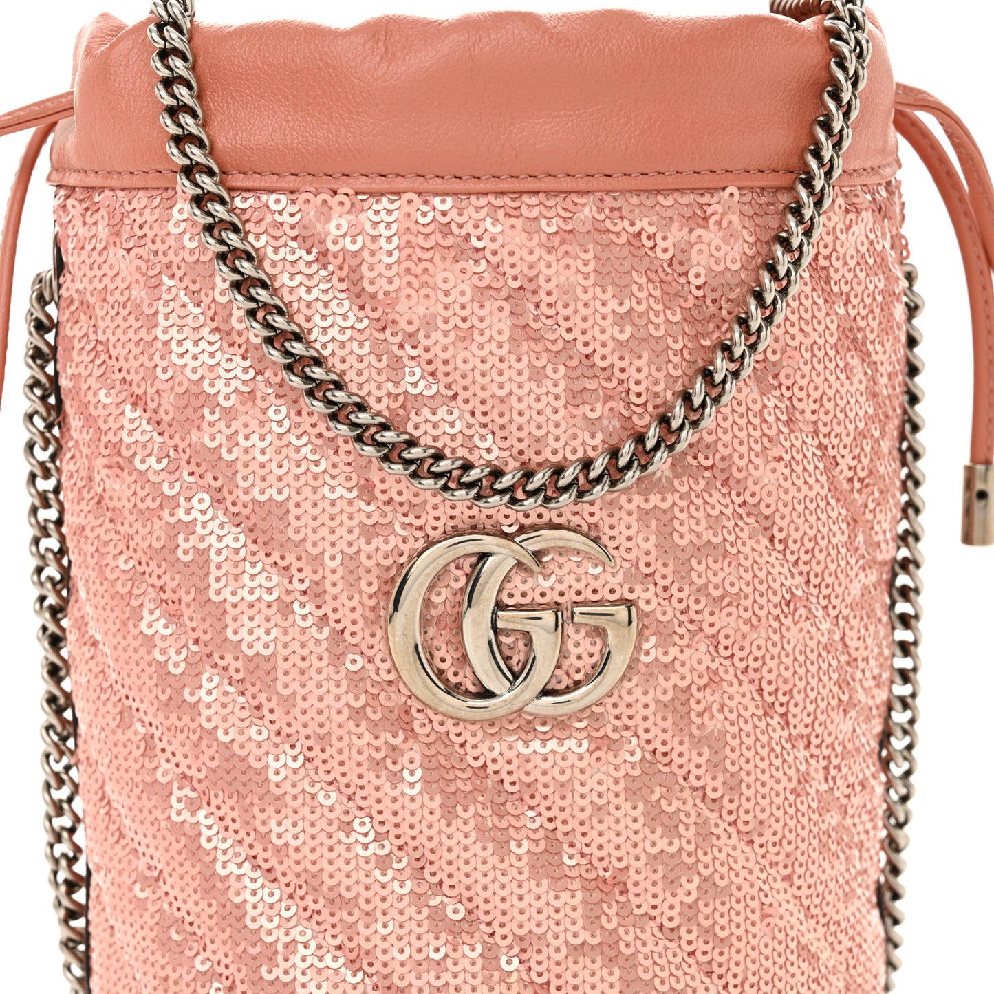 Sequin Mini GG Marmont 2.0 Bucket Bag Pink