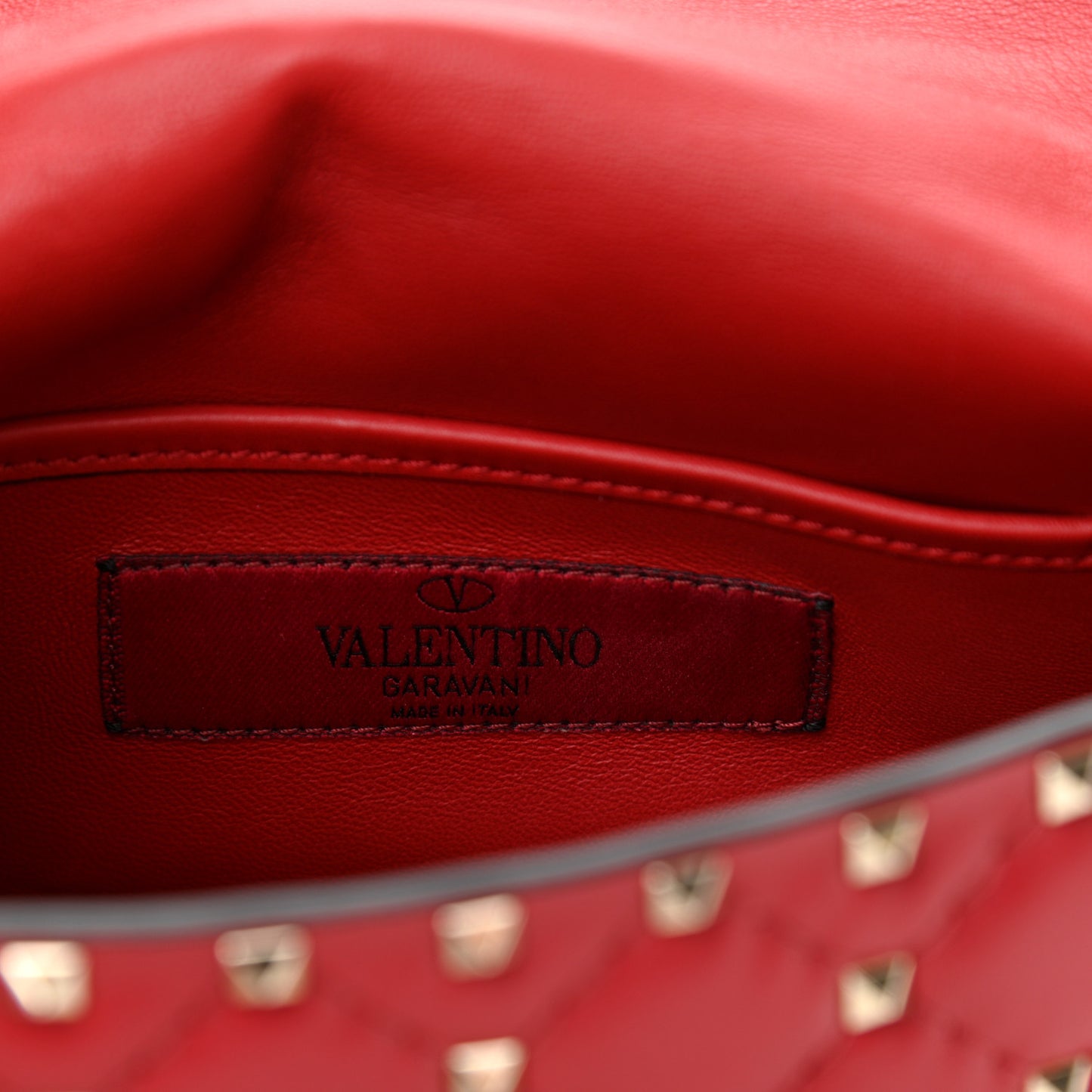 Nappa Small Rockstud Spike Shoulder Bag Rosso Valentino