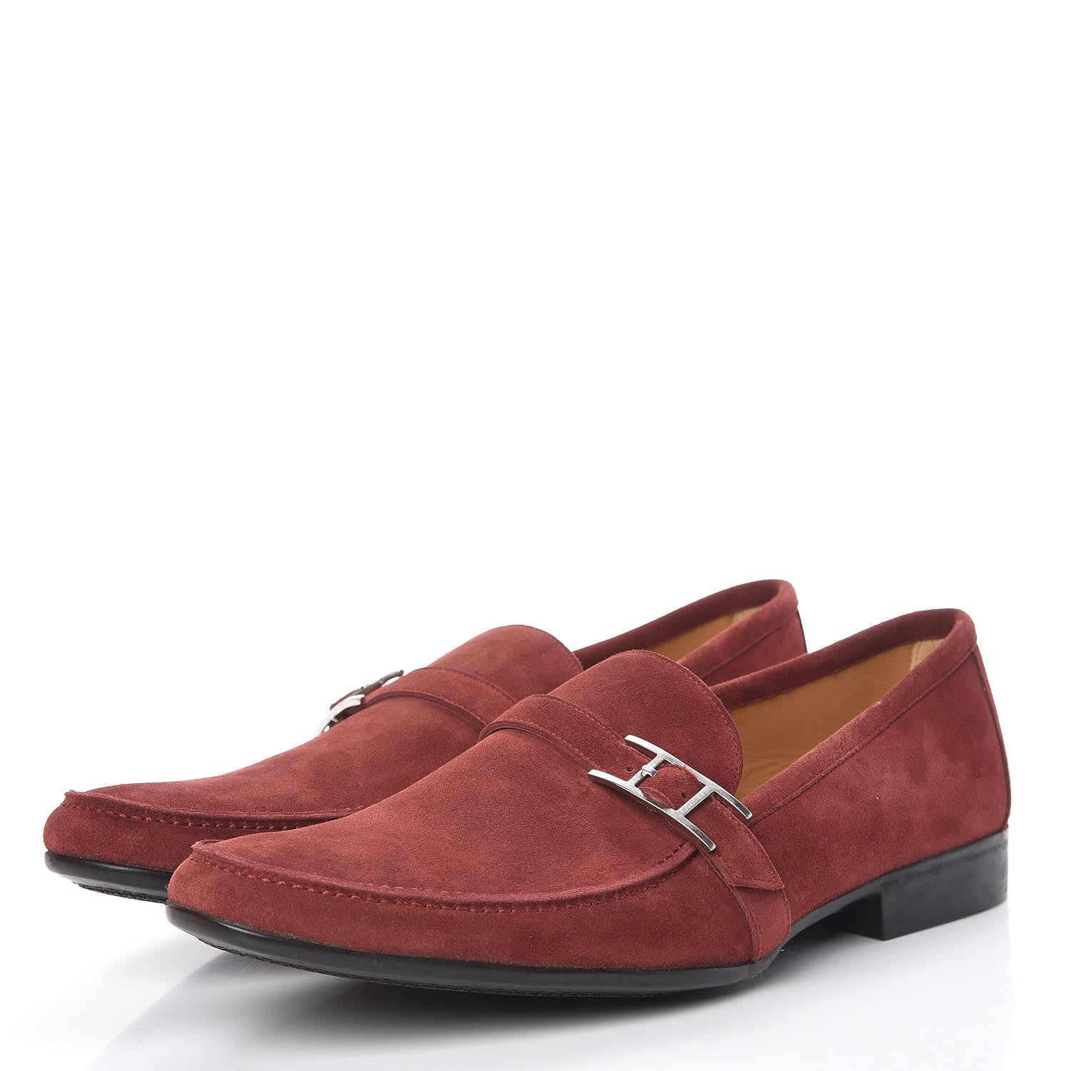 Hermes Veau Velours Dan Moccasin Loafers 44 Rouge Brique 3 of 9