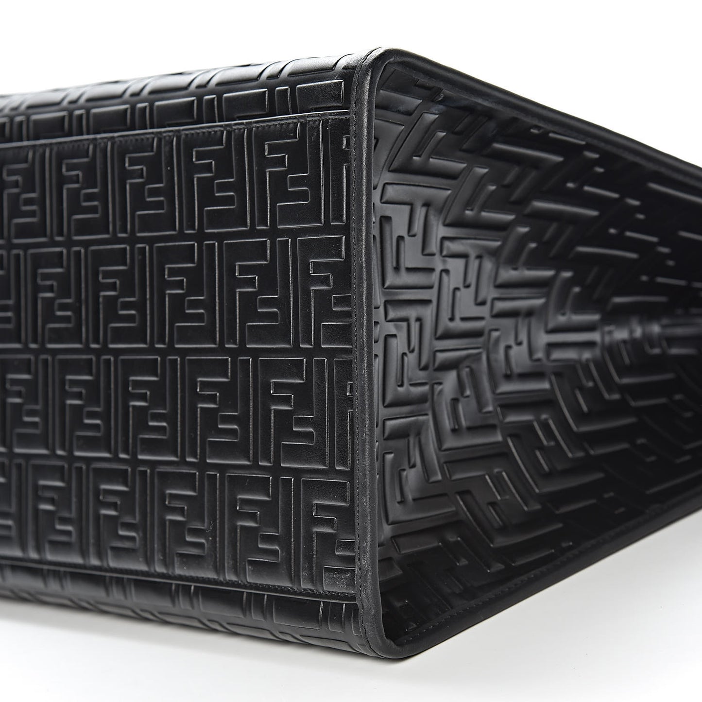 Vitello Century Wicker FF 1974 Embossed Large Runaway Shopper Tote Black