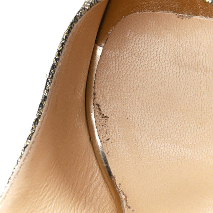Jimmy Choo Glitter Fabric Evelyn Peep Toe 65 Pumps 38.5 Champagne 8 of 9