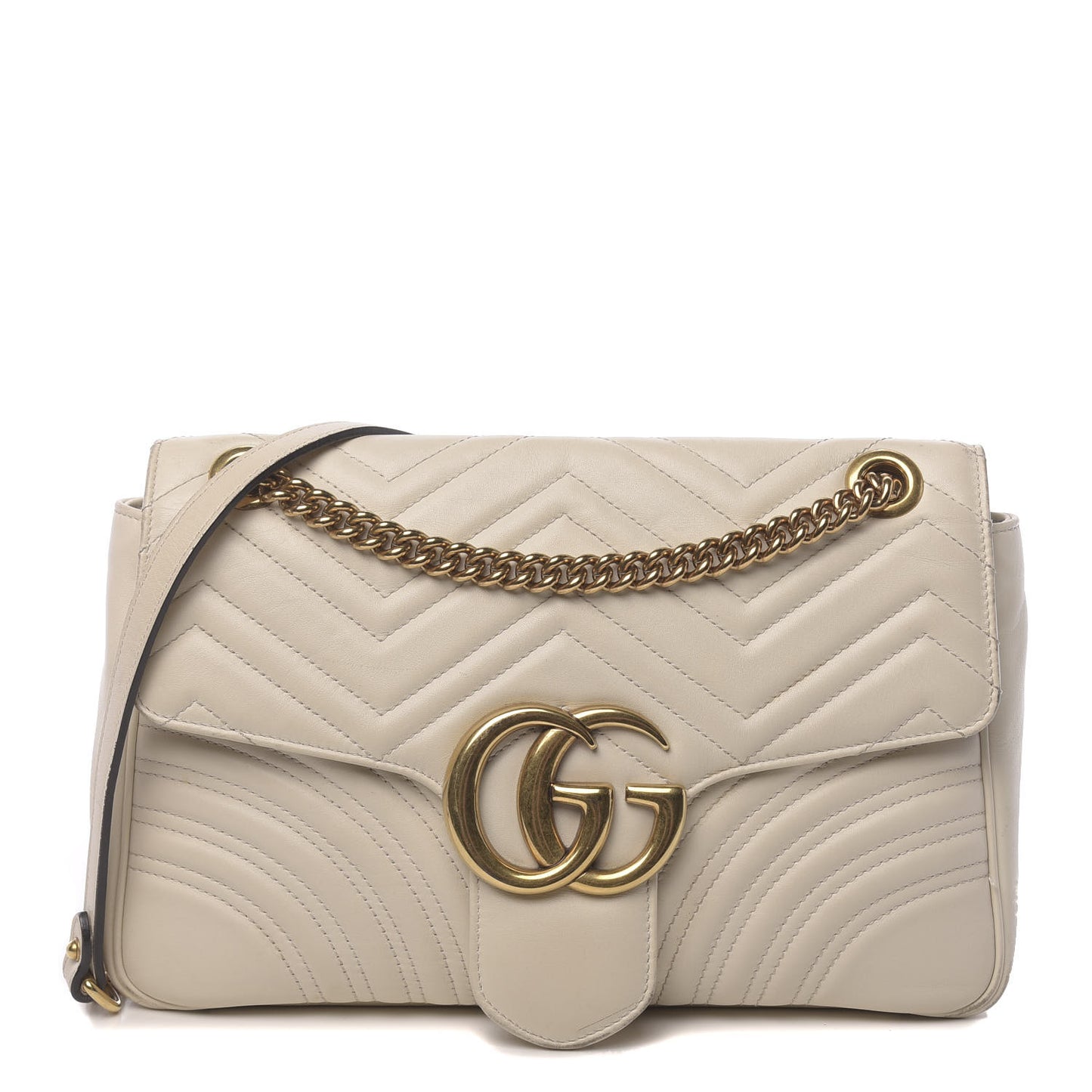 Calfskin Matelasse Medium GG Marmont Shoulder Bag White